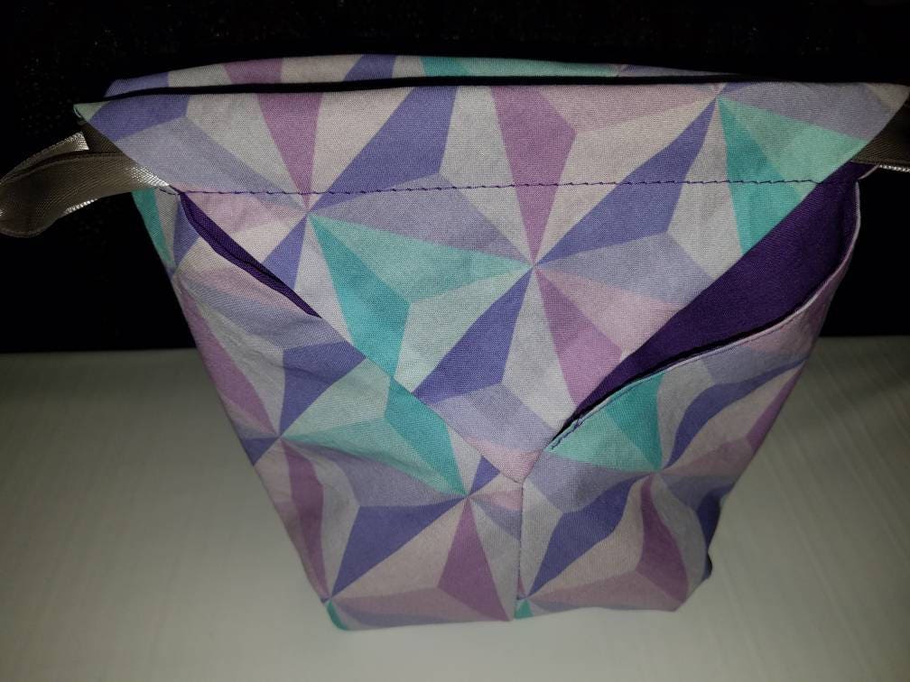 The Sarah Drawstring Bag w/Pockets - Pastel Geometrics