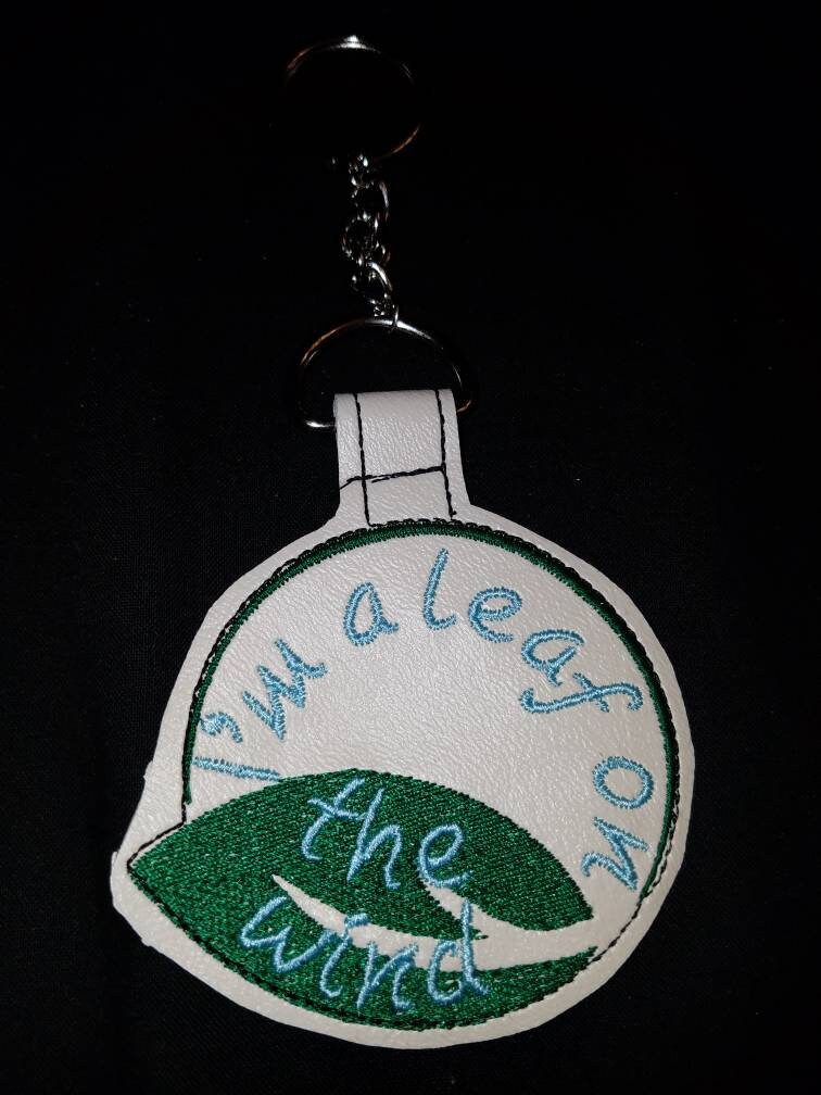 Leaf on the Wind Embroidered Keychain