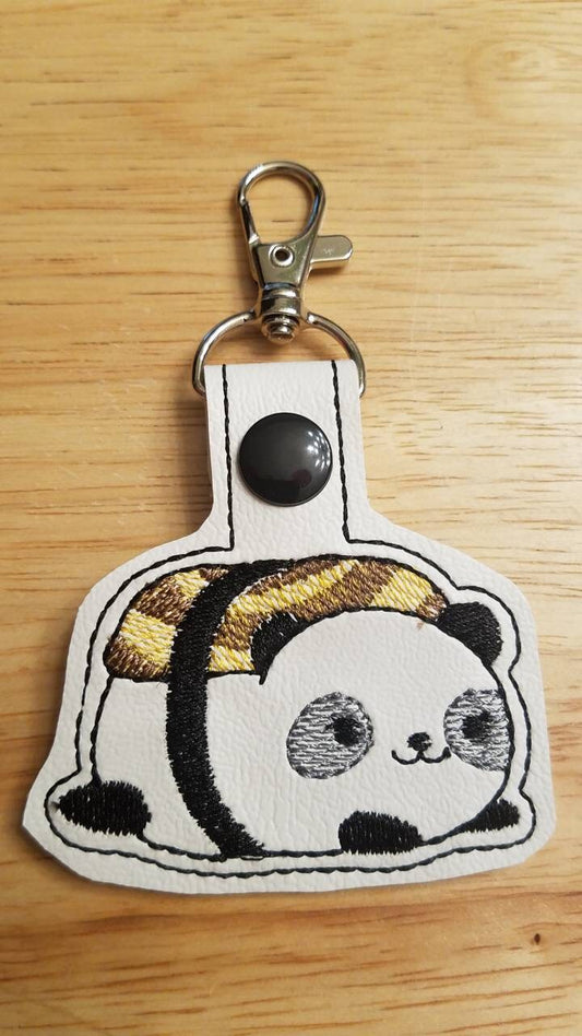 Sushi Panda Embroidered Keychain