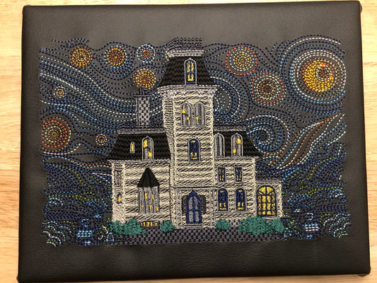 Starry Night Haunted House Embroidered Wall Hanging