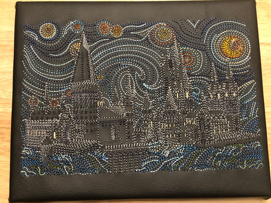 Starry Night Magic Castle Embroidered Wall Hanging